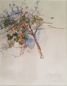 ARBUSTO COM FLORES - AQUARELA - 25,0 x 19,5 cm - 1914 - COLEÇÃO PARTICULAR