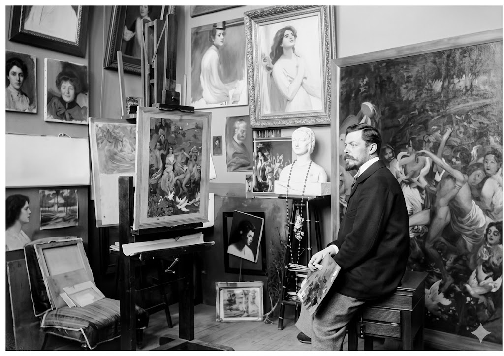 Visconti Em Seu AteliÊ, Com A Tela OrÉadas AtrÁs Do Artista 1899. Jpg
